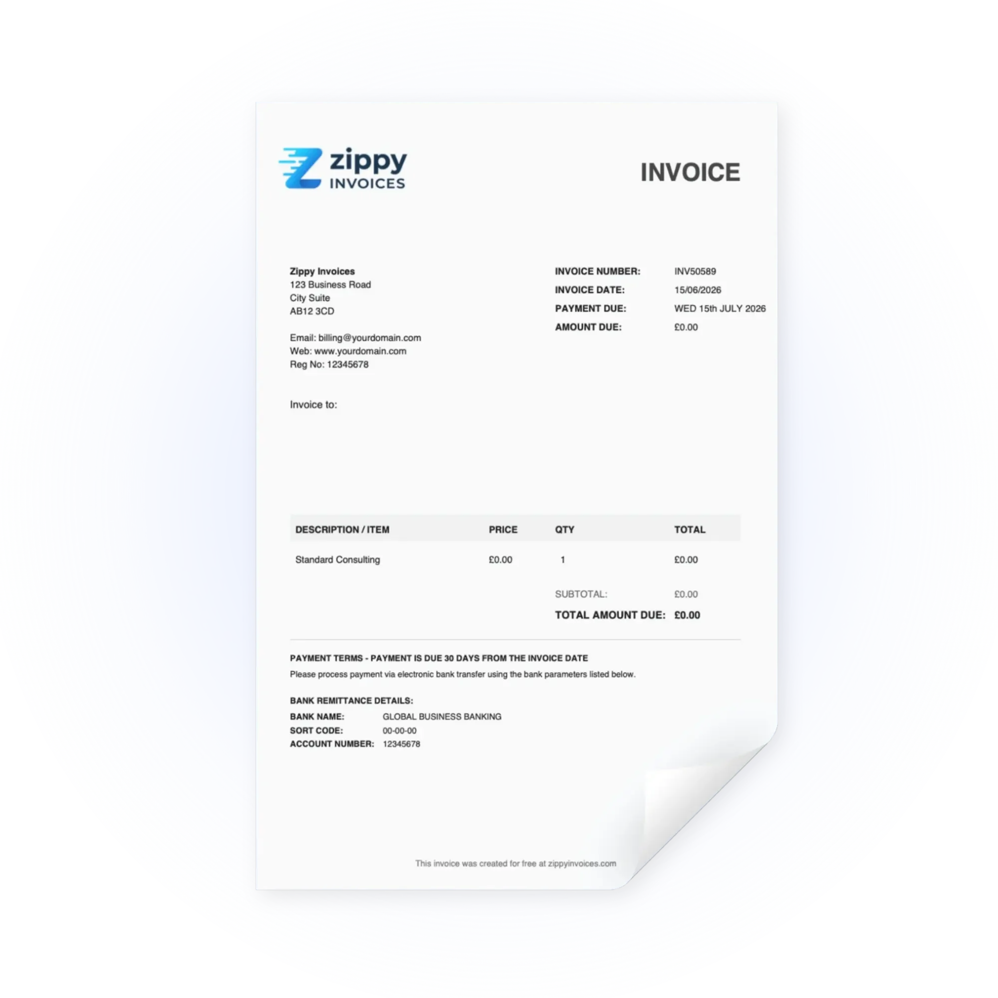 Zippy Invoices | Free UK Invoice Generator